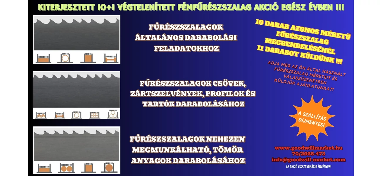 FÉMFŰRÉSZSZALAGOK 10+1 AKCIÓVAL EGÉSZ ÉVBEN!