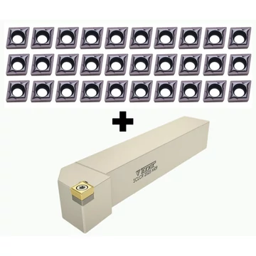 30db kétélű CCMT simító lapka + 1db AJÁNDÉK 20x20mm-es szárú SCLCR esztergakés