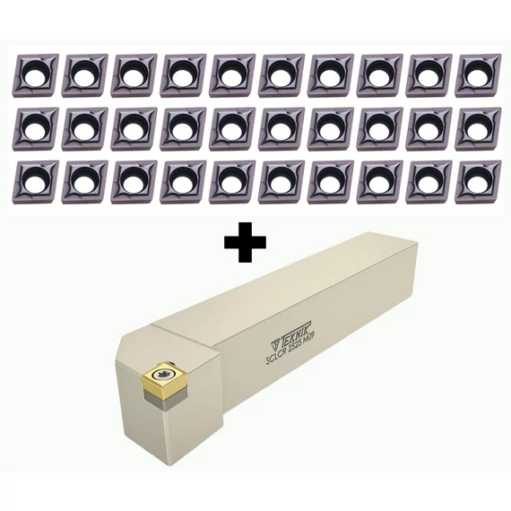 30db kétélű CCMT simító lapka + 1db AJÁNDÉK 20x20mm-es szárú SCLCR esztergakés