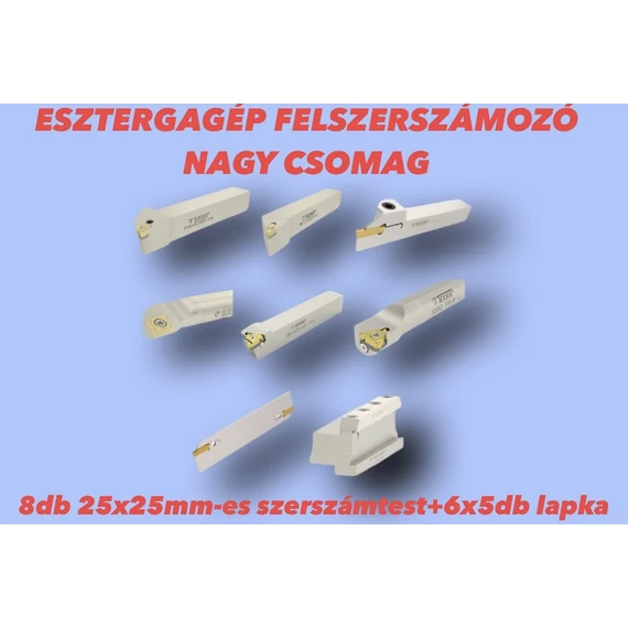 ESZTERGAGÉP FELSZERSZÁMOZÓ NAGY CSOMAG (8db TEKNIK szerszámtest + 6x5db lapka)