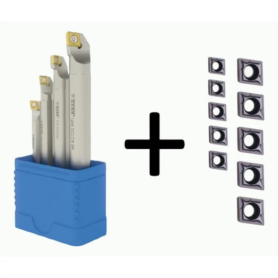 SCLCR négyrészes furatkés készlet (Átmérők: 8; 10; 12; 16mm) + 2x5db CCMT lapka