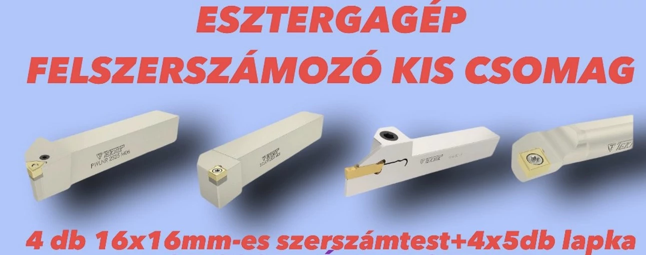  ESZTERGAGÉP FELSZERSZÁMOZÓ KIS CSOMAG (4db TEKNIK szerszámtest + 4x5db lapka)