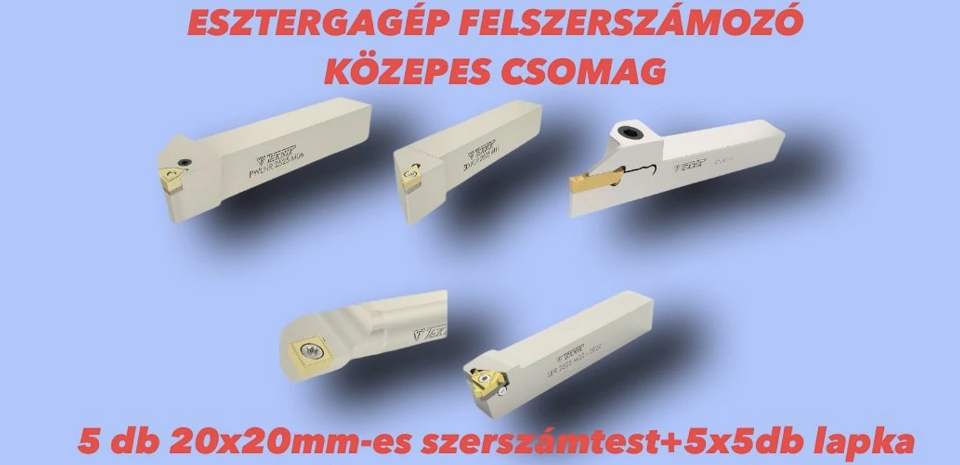 ESZTERGAGÉP FELSZERSZÁMOZÓ KÖZEPES CSOMAG (5db TEKNIK szerszámtest + 5x5db lapka)