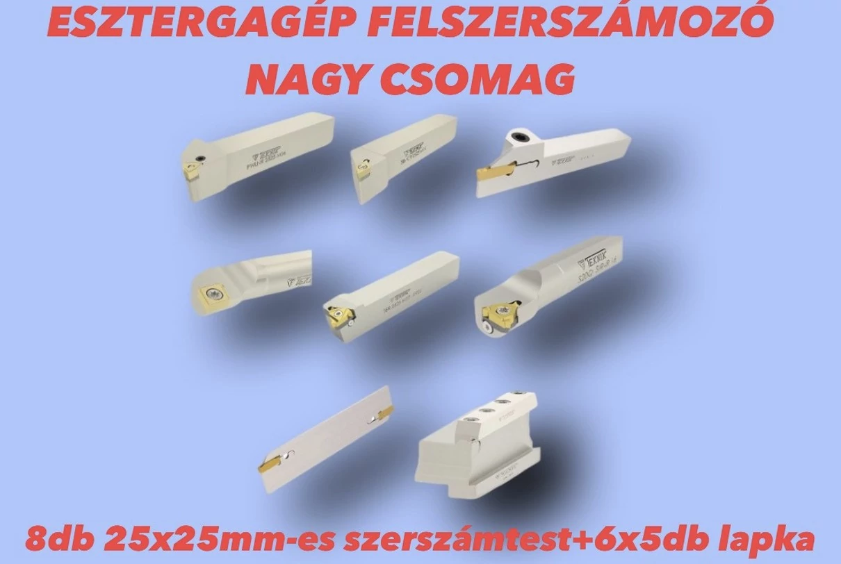 ESZTERGAGÉP FELSZERSZÁMOZÓ NAGY CSOMAG (8db TEKNIK szerszámtest + 6x5db lapka)