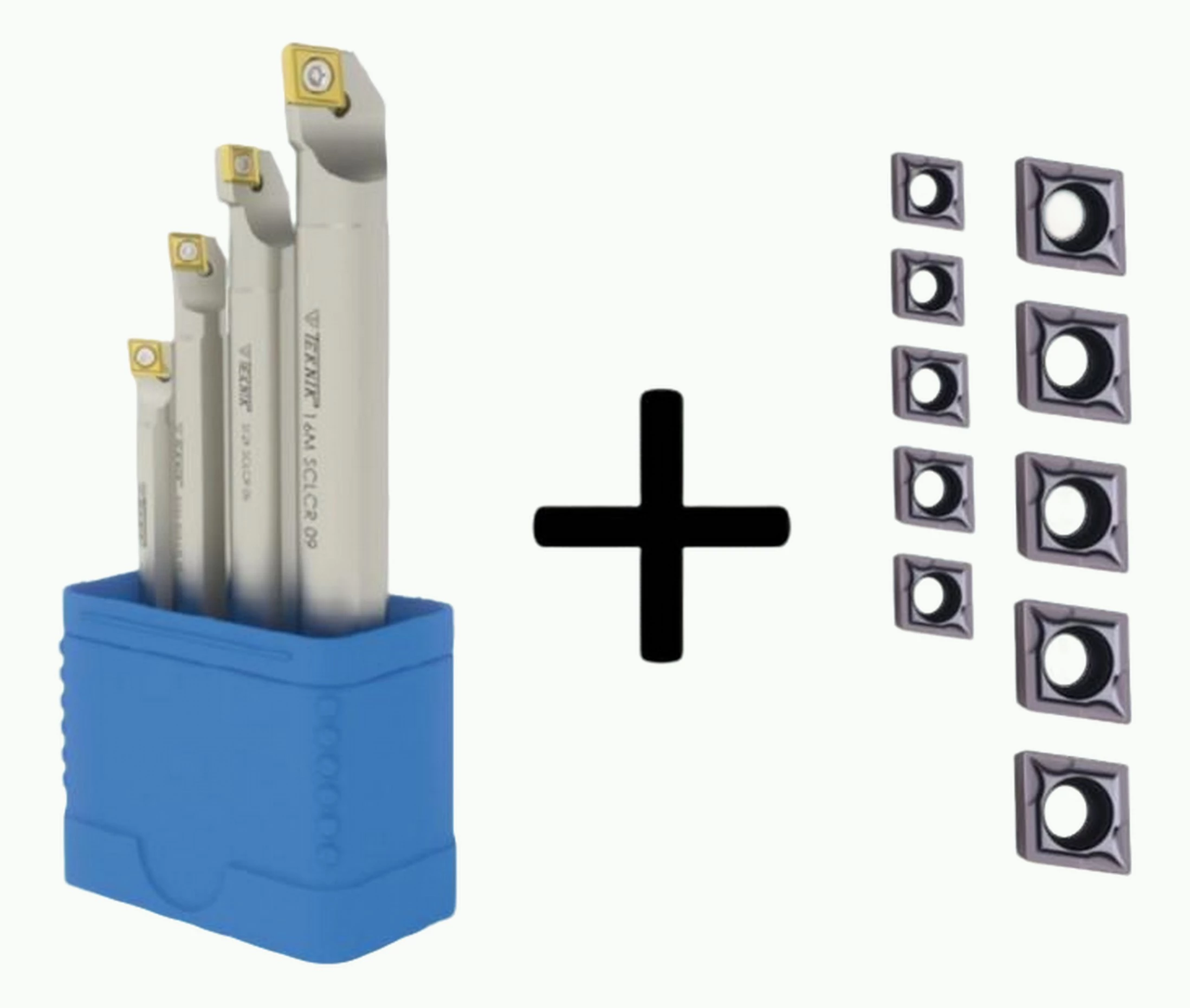SCLCR négyrészes furatkés készlet (Átmérők: 8; 10; 12; 16mm) + 2x5db CCMT lapka