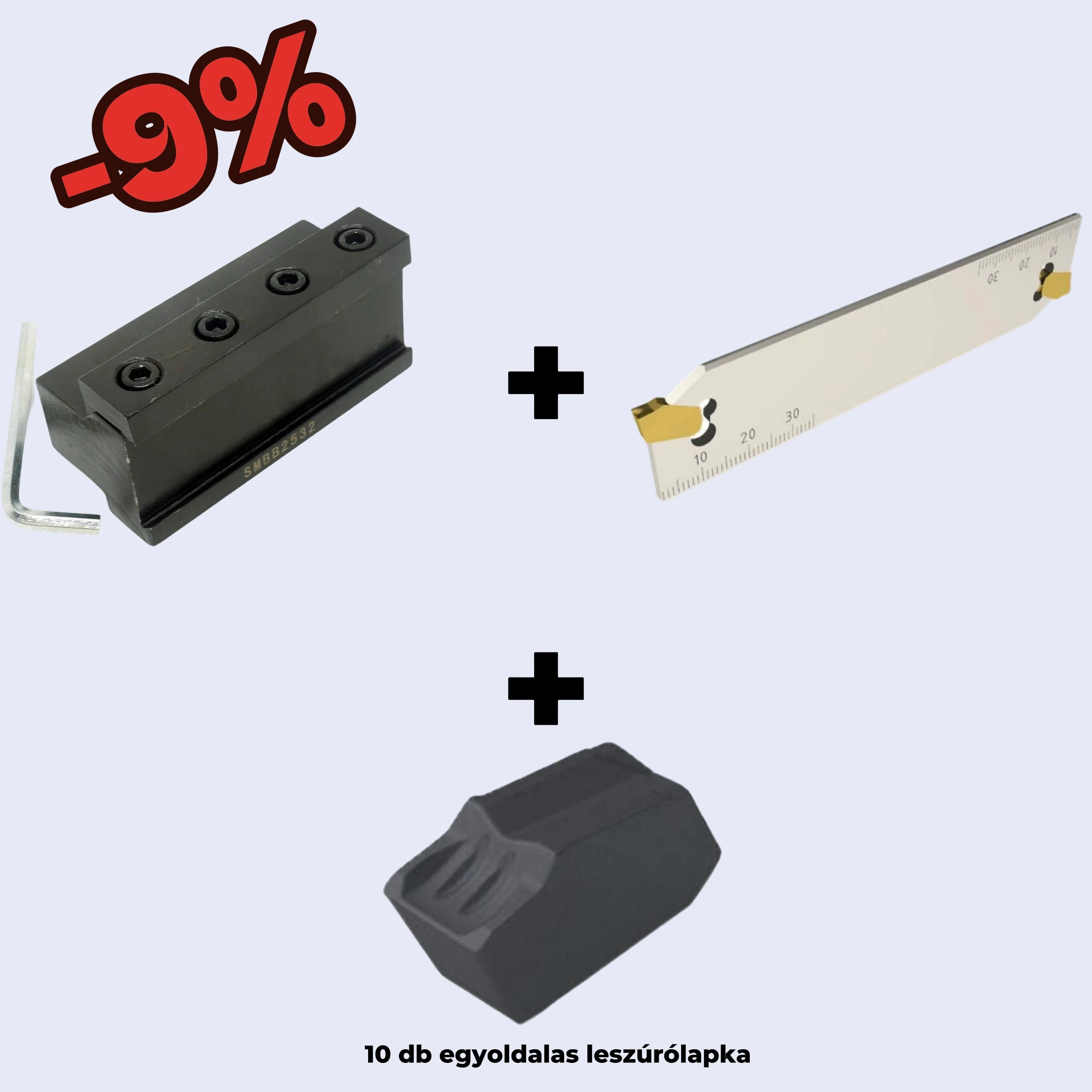 Leszúró szett esztergagépekhez: Pengetartó blokk + leszúró penge + 10db SP300 leszúrólapka